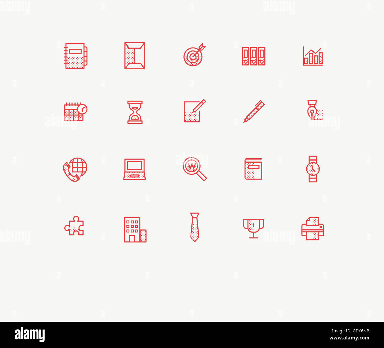 Set of red line icons related to business Stock Photo - Alamy