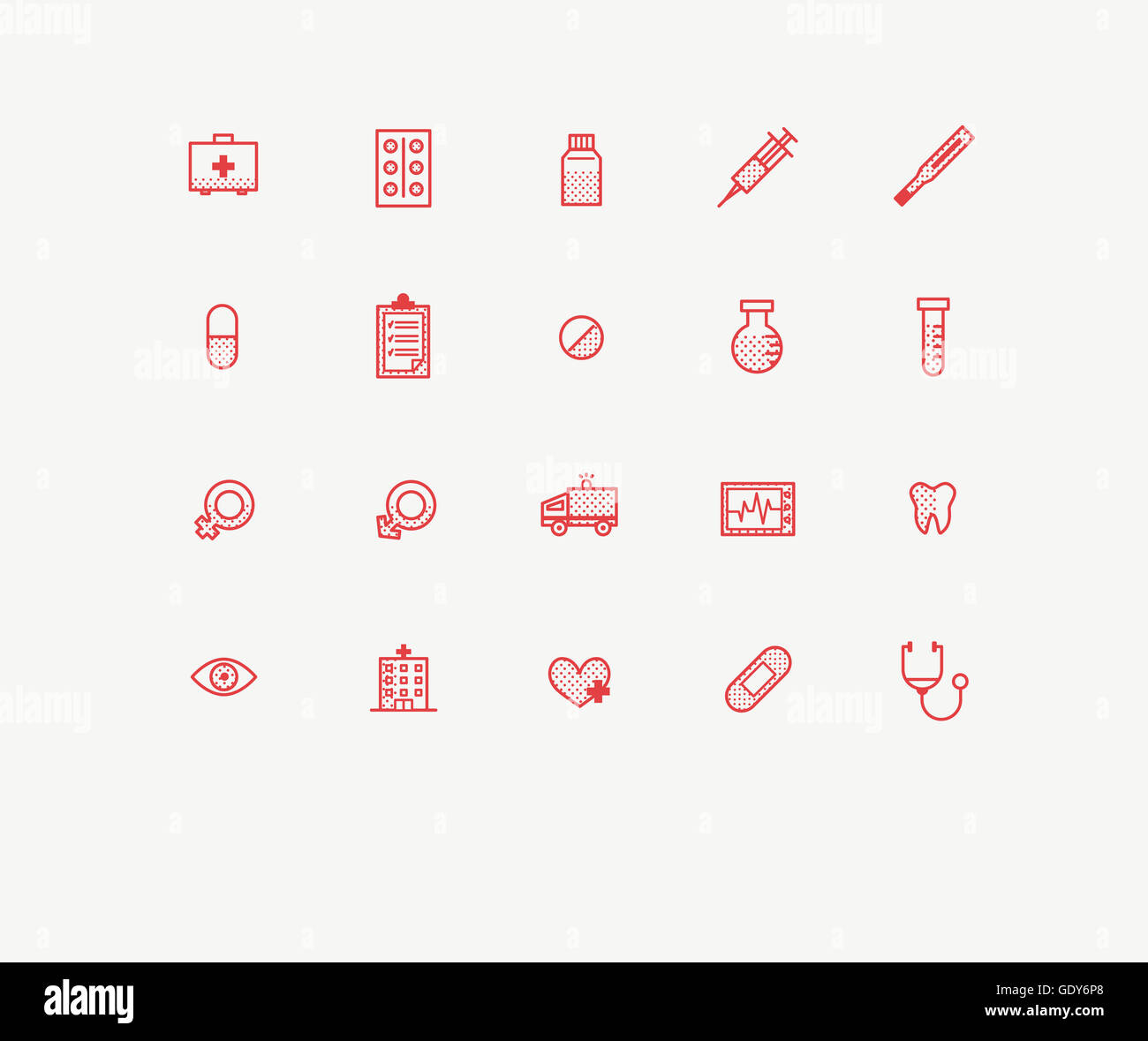 Set of various red line icons related to hospital and medicine Stock ...