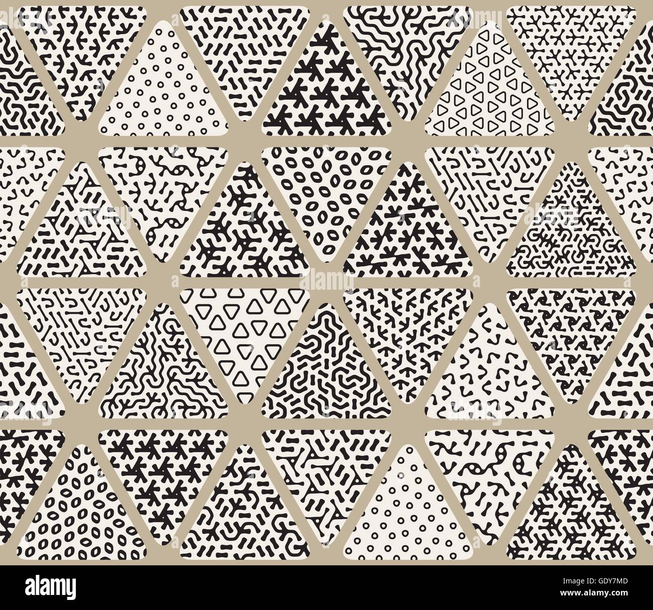 Vector Seamless Black and White Triangle Patchwork Tiling Filled With ...