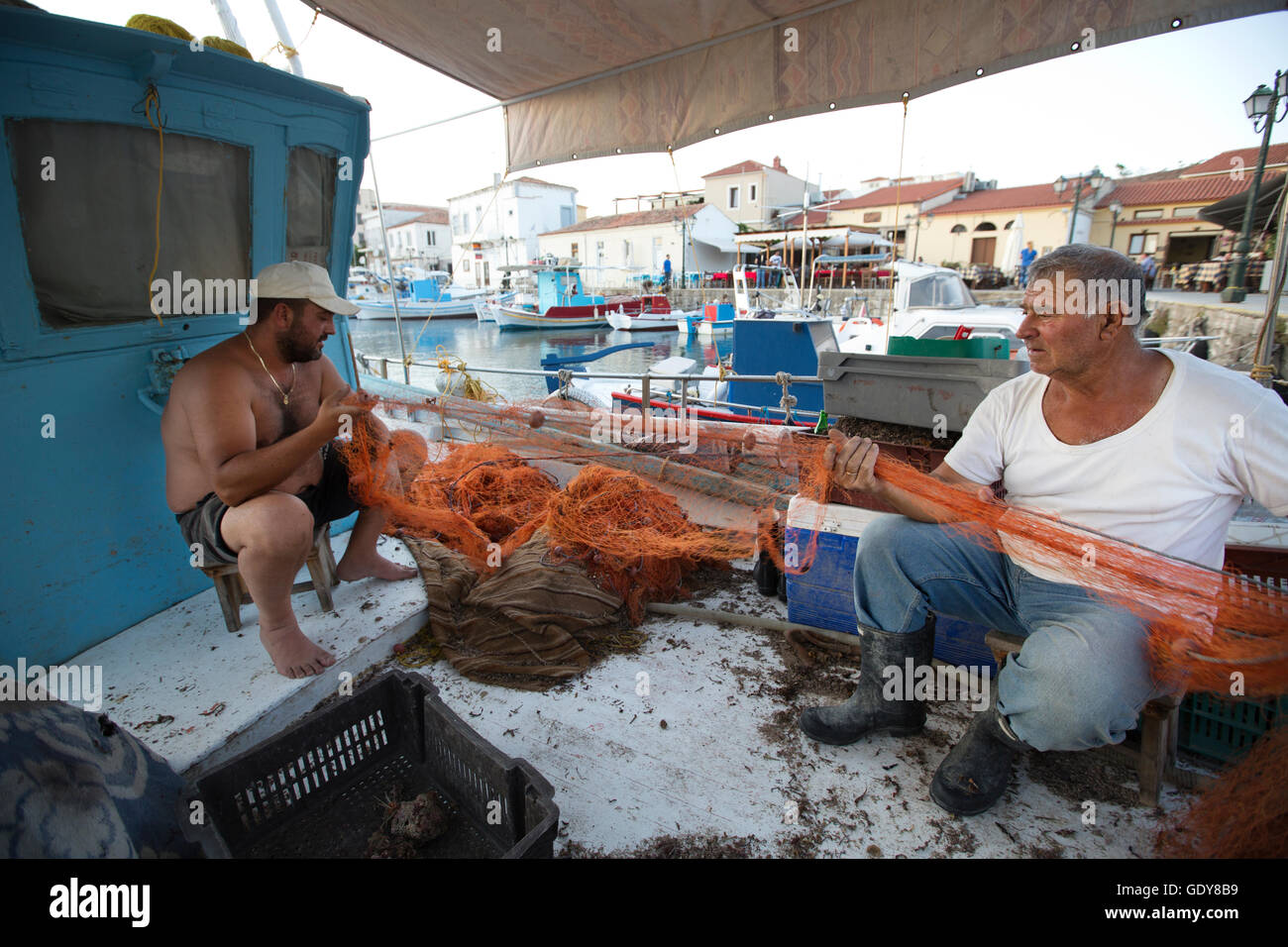Myrina, fishing harbour, Lemnos, North Aegean, Greece Stock Photo
