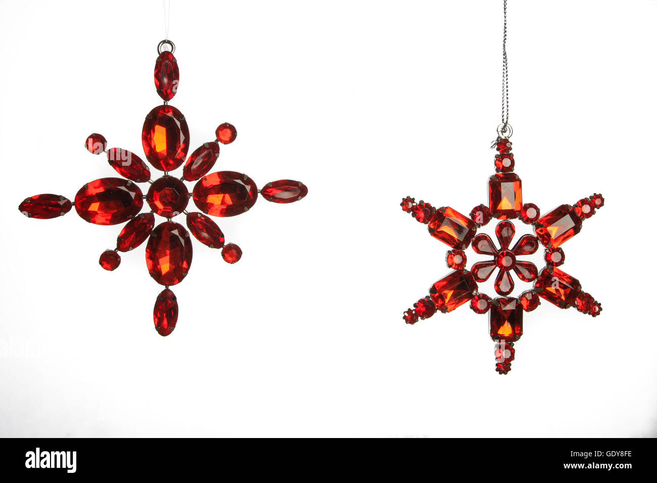 Red christmas tree decorations isolated on white background Stock Photo ...