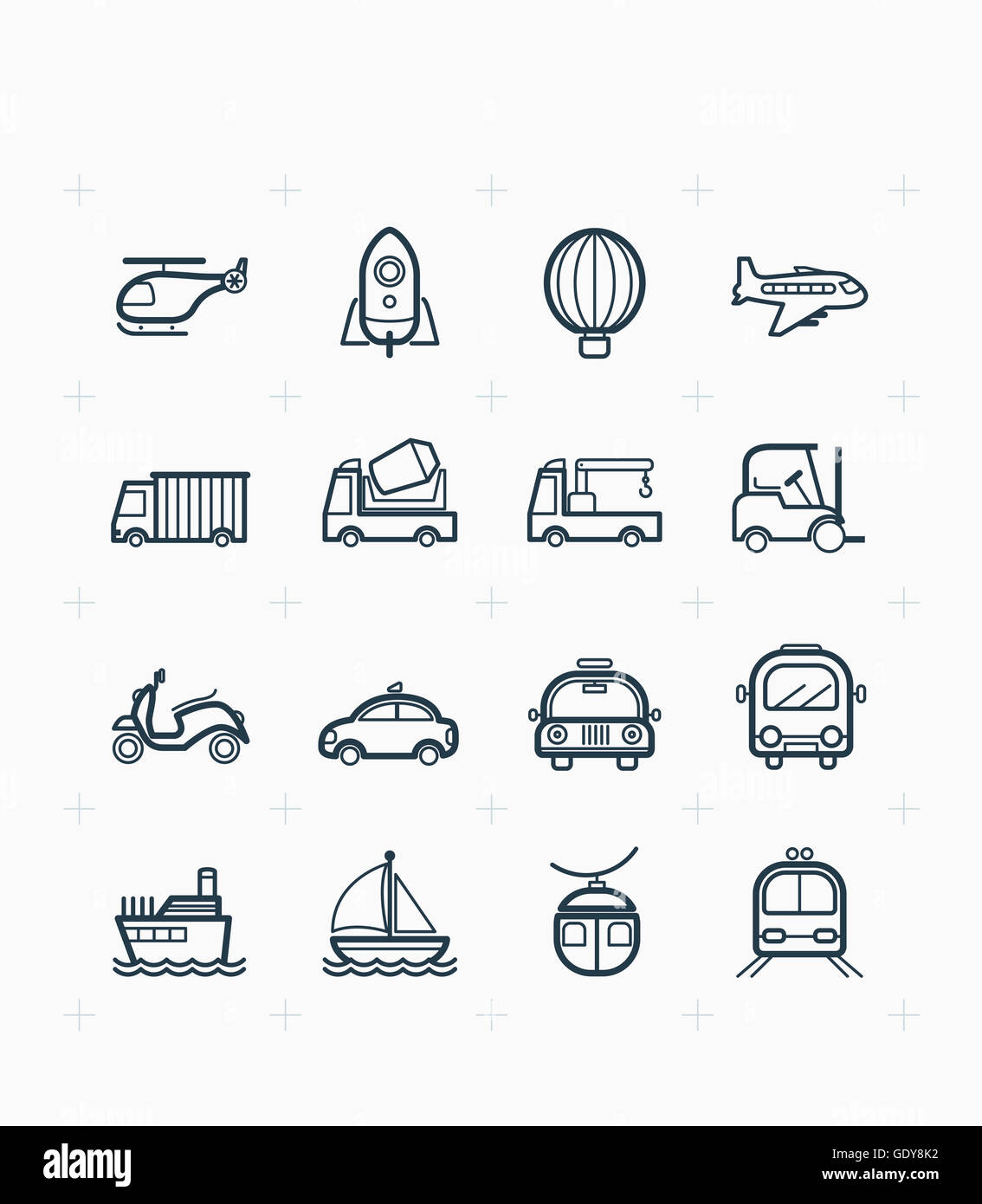 Set of various line icons related to transportation Stock Photo - Alamy