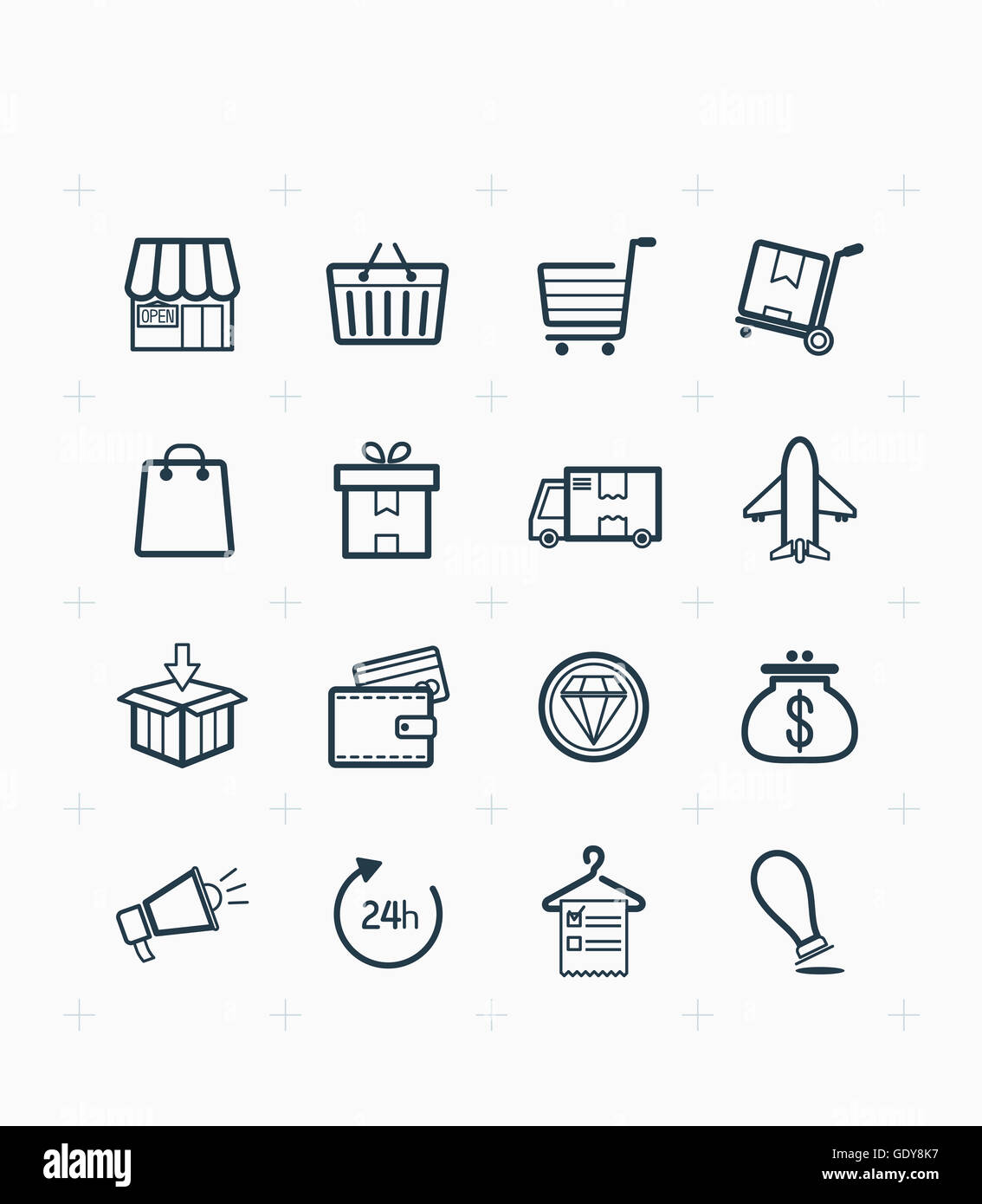 Set of various line icons related to shopping Stock Photo - Alamy
