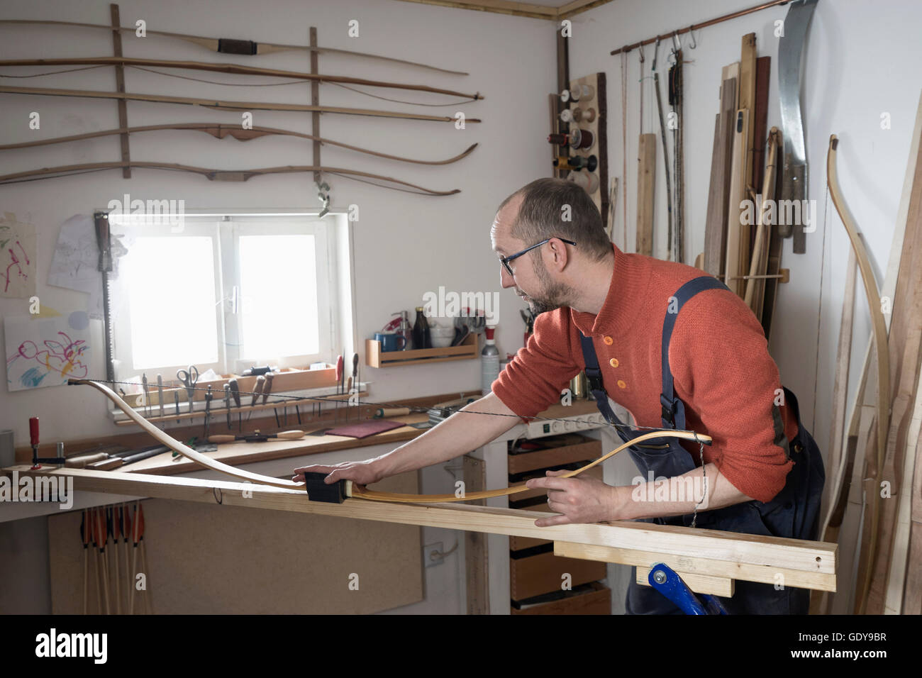 Male bow maker making bow in Bavaria, Germany Stock Photo Alamy