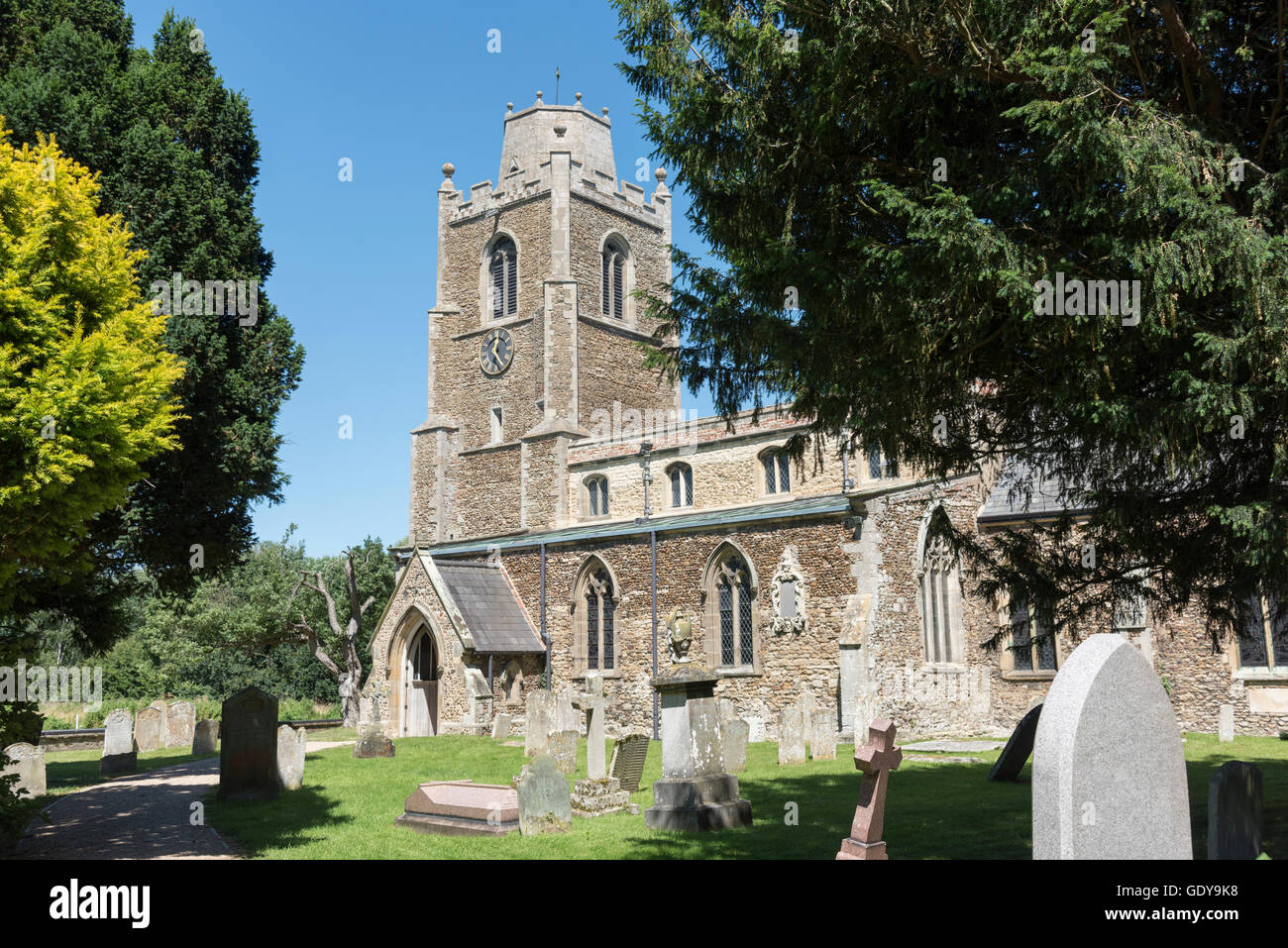 St Jame's church Hemingford Grey Cambridgeshire Uk on the River Great Ouse Stock Photo