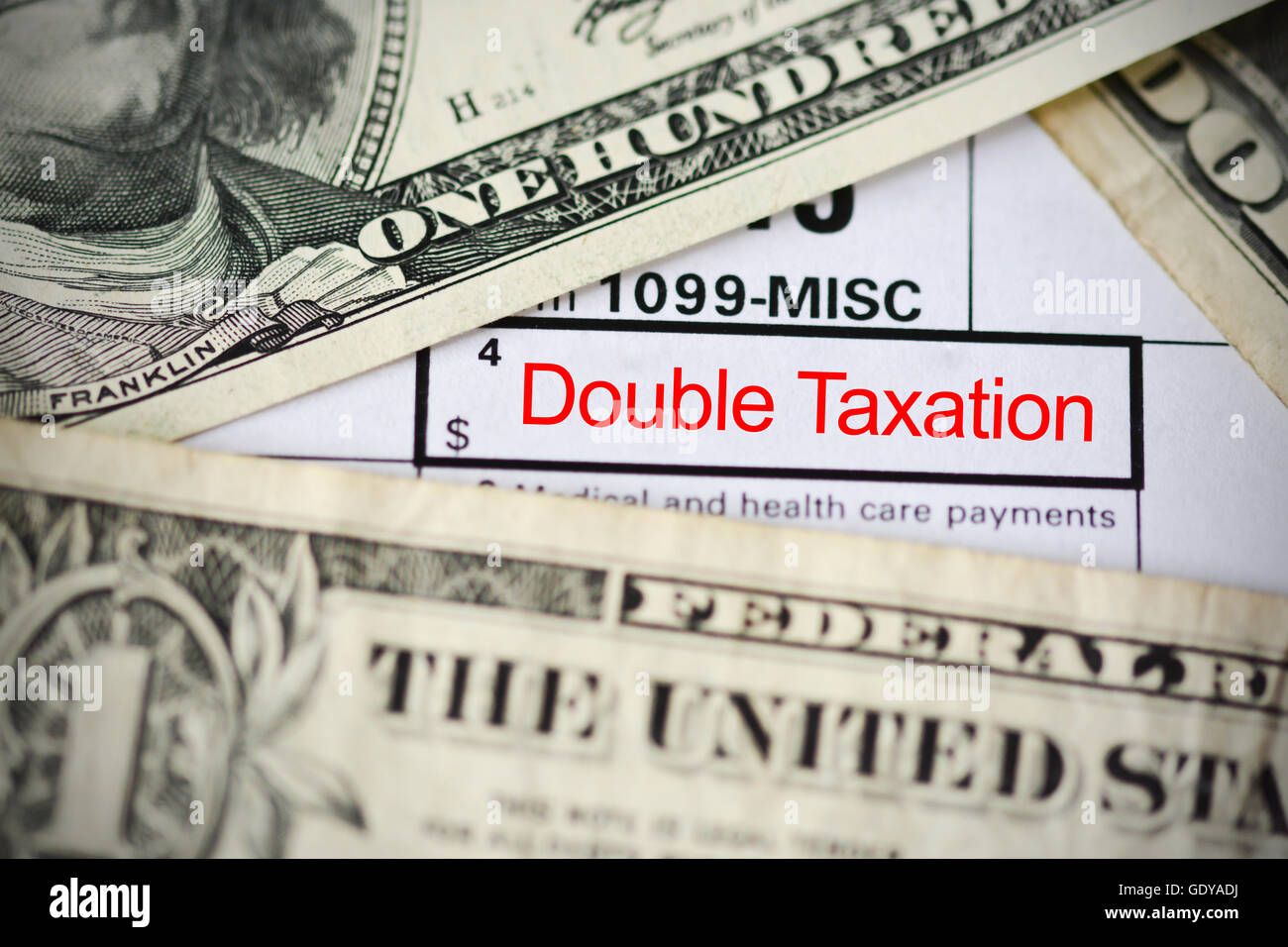 Double taxation agreement concept Stock Photo