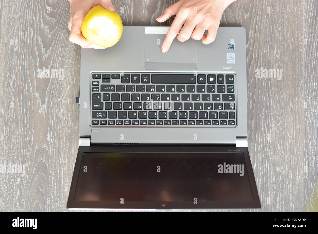 Woman or young mother working from home Stock Photo