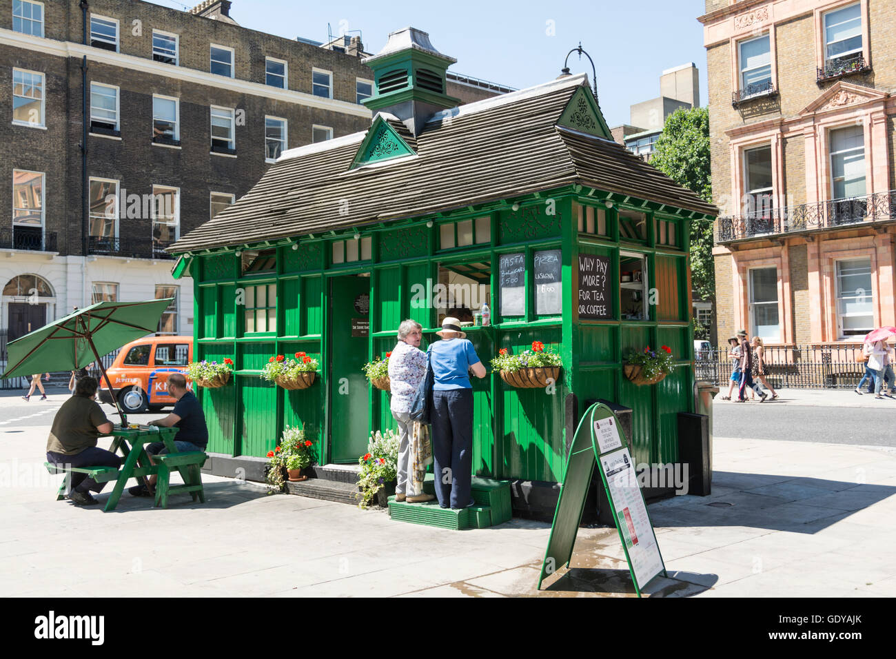 A traditional cabmen's shelter in Russell Square, Bloomsbury, London