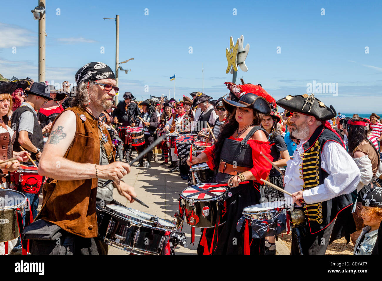 Hastings pirate festival drummers hires stock photography and images