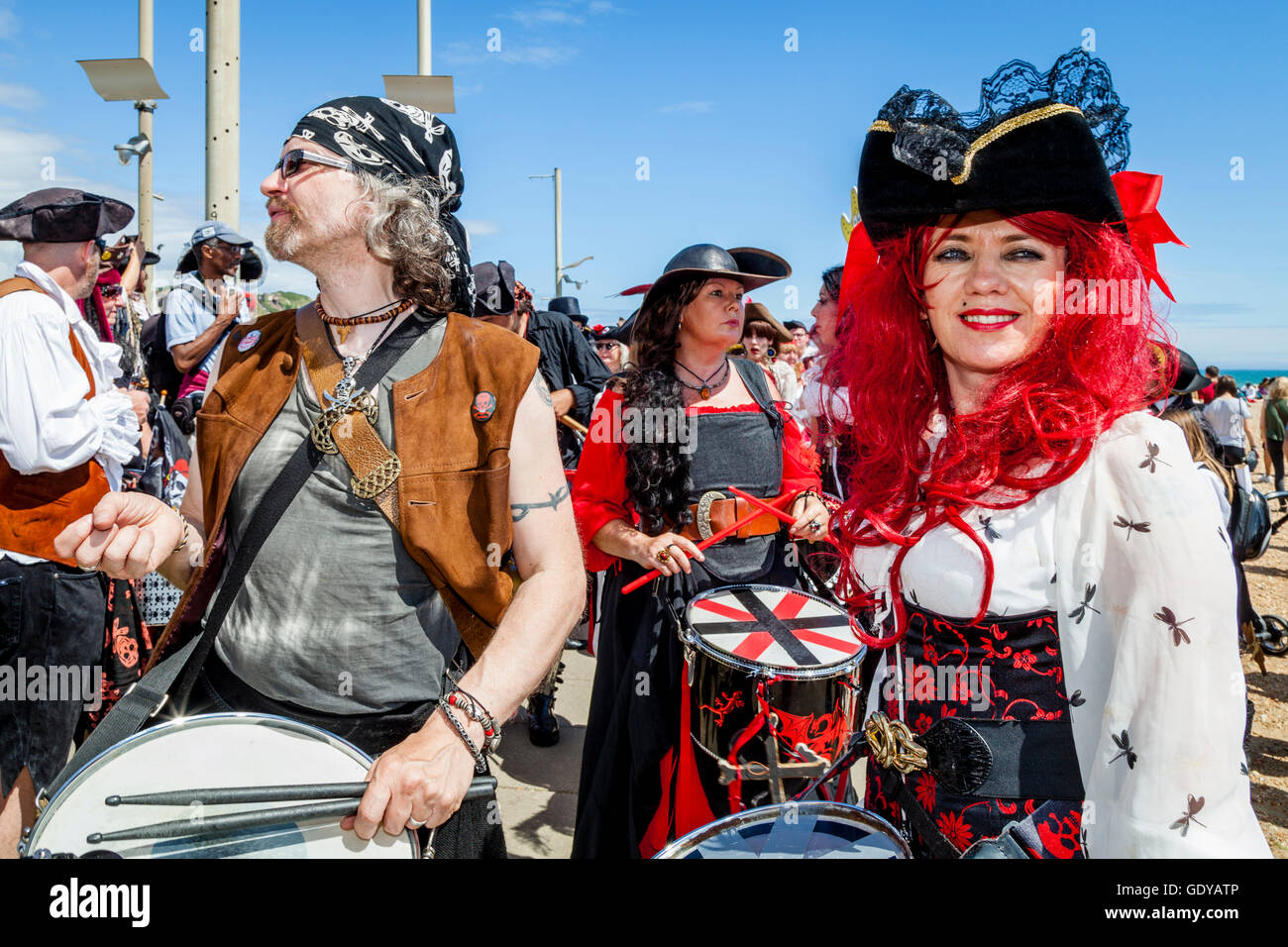 Hastings pirate festival drummers hires stock photography and images