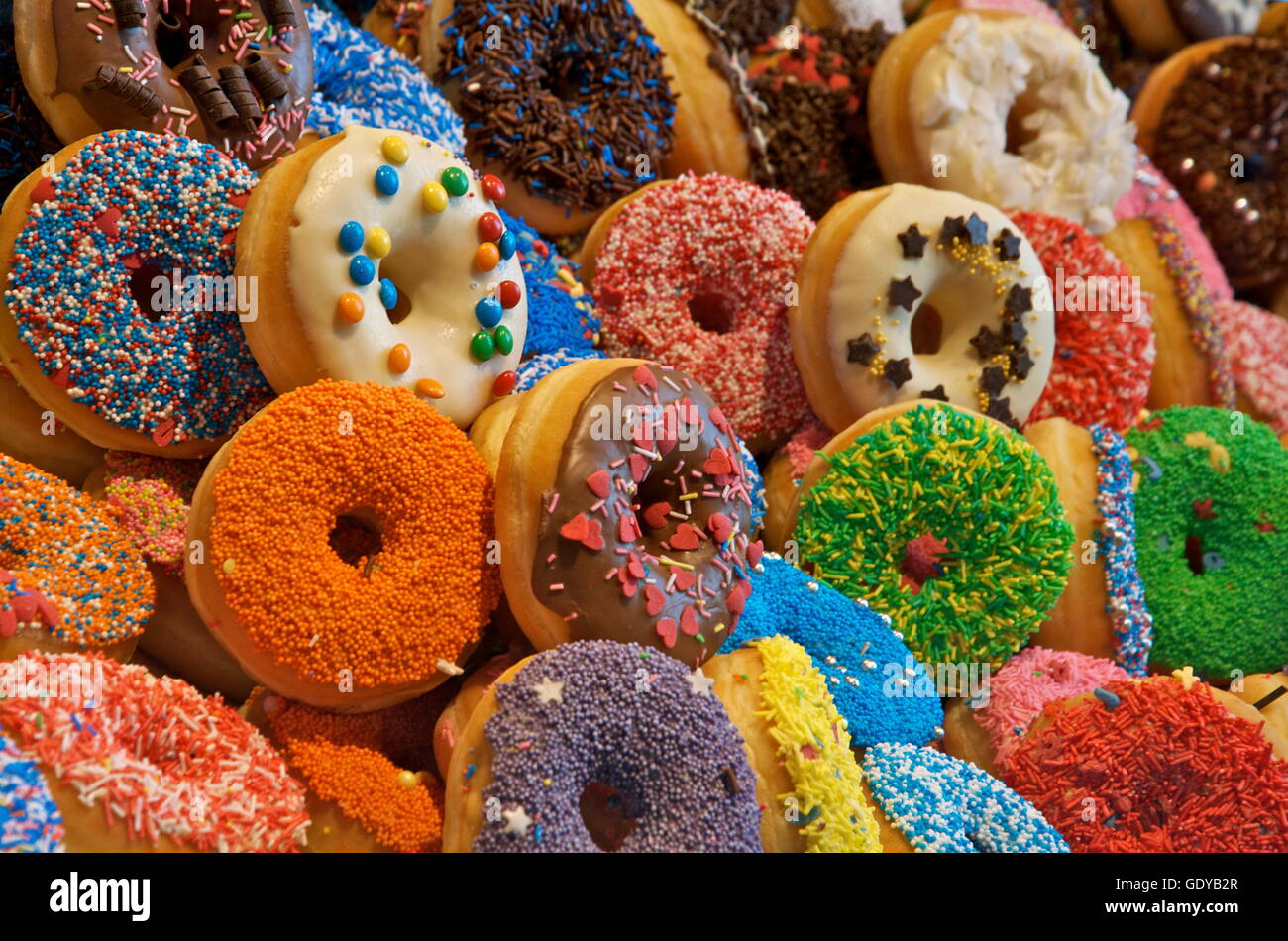 Colourful Assorted Doughnuts Stock Photo - Alamy