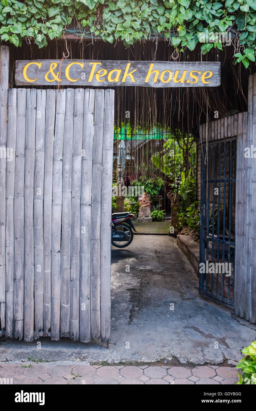 Entrance to C&C Teak House,Chiang Mai,Thailand Stock Photo