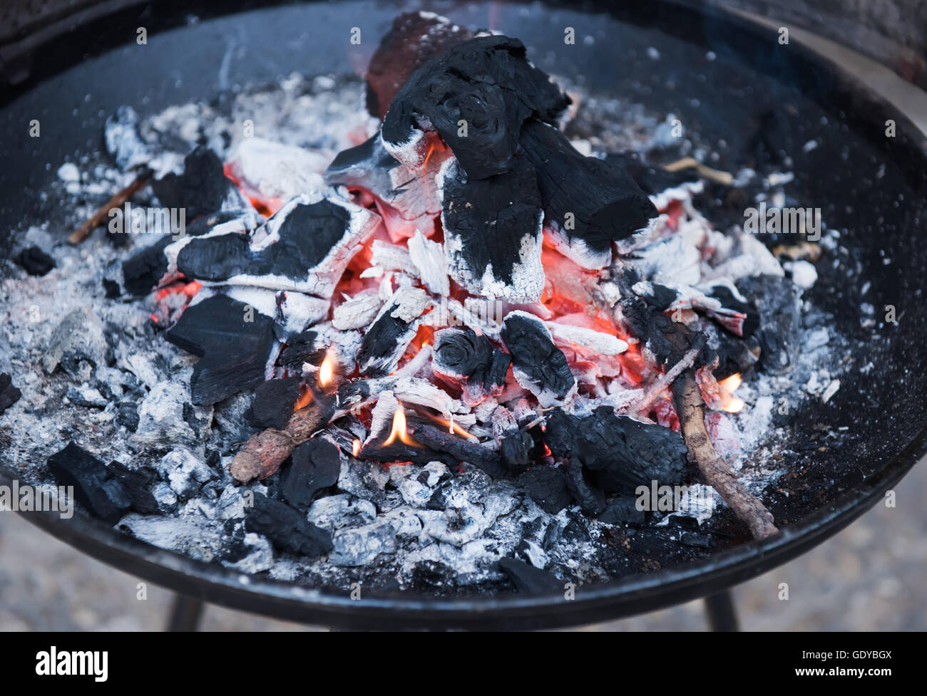 Burning charcoal fire Stock Photo Alamy