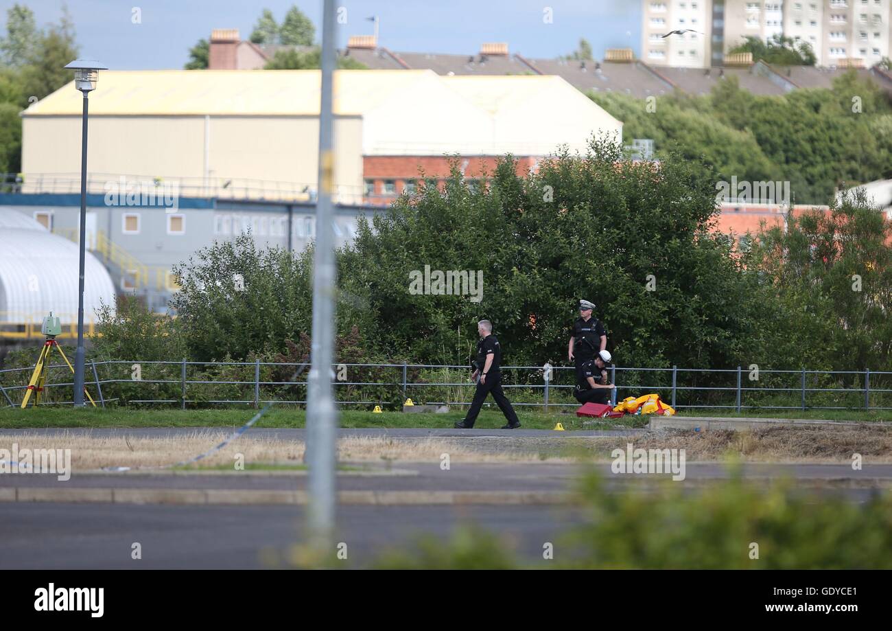 After body was recovered when car plunged into the river hi-res stock ...