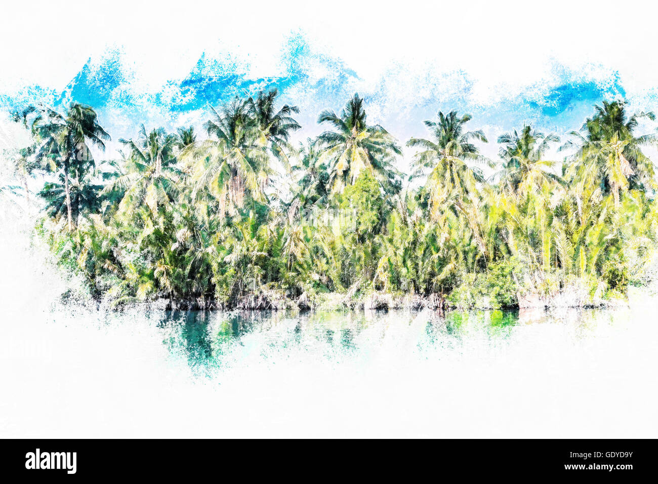 Palm trees on sea shore at beautiful sunny day Stock Photo - Alamy