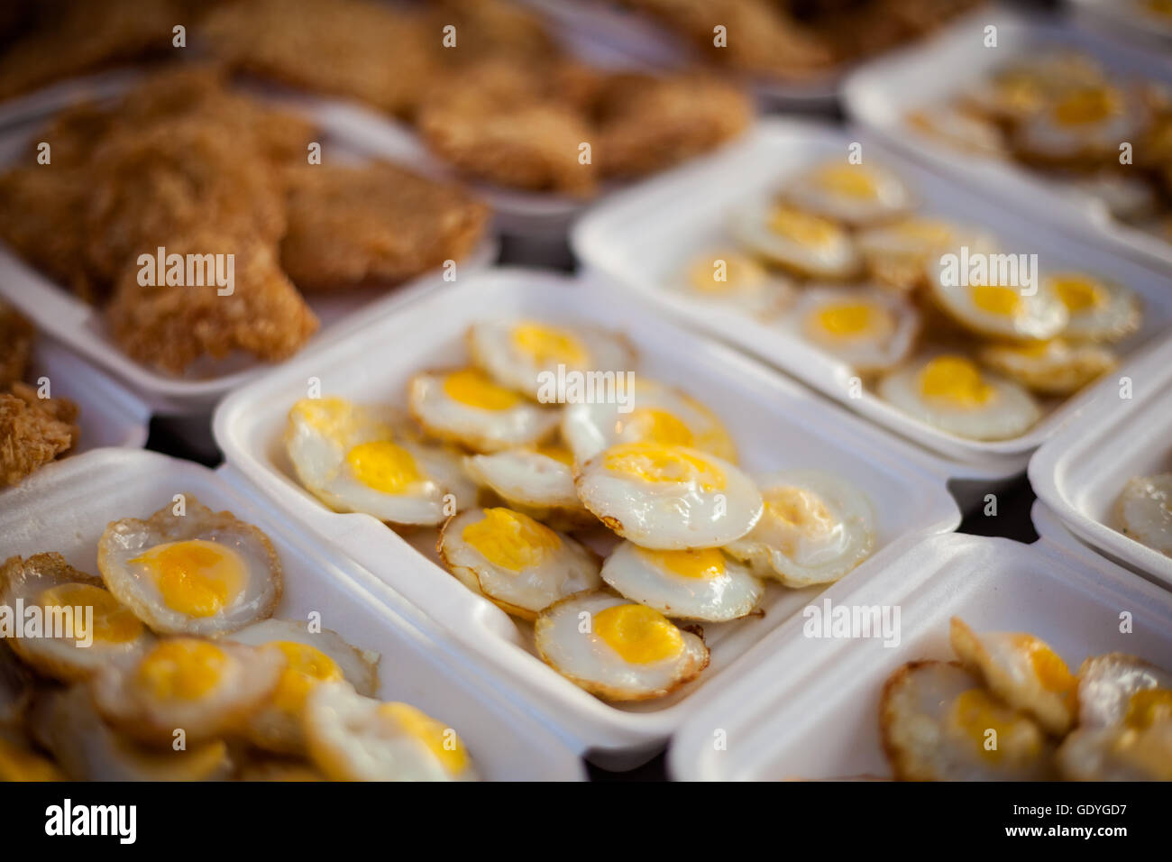 Fresh Fried Quail Eggs Traditional Thai Street Food Cuisine Stock
