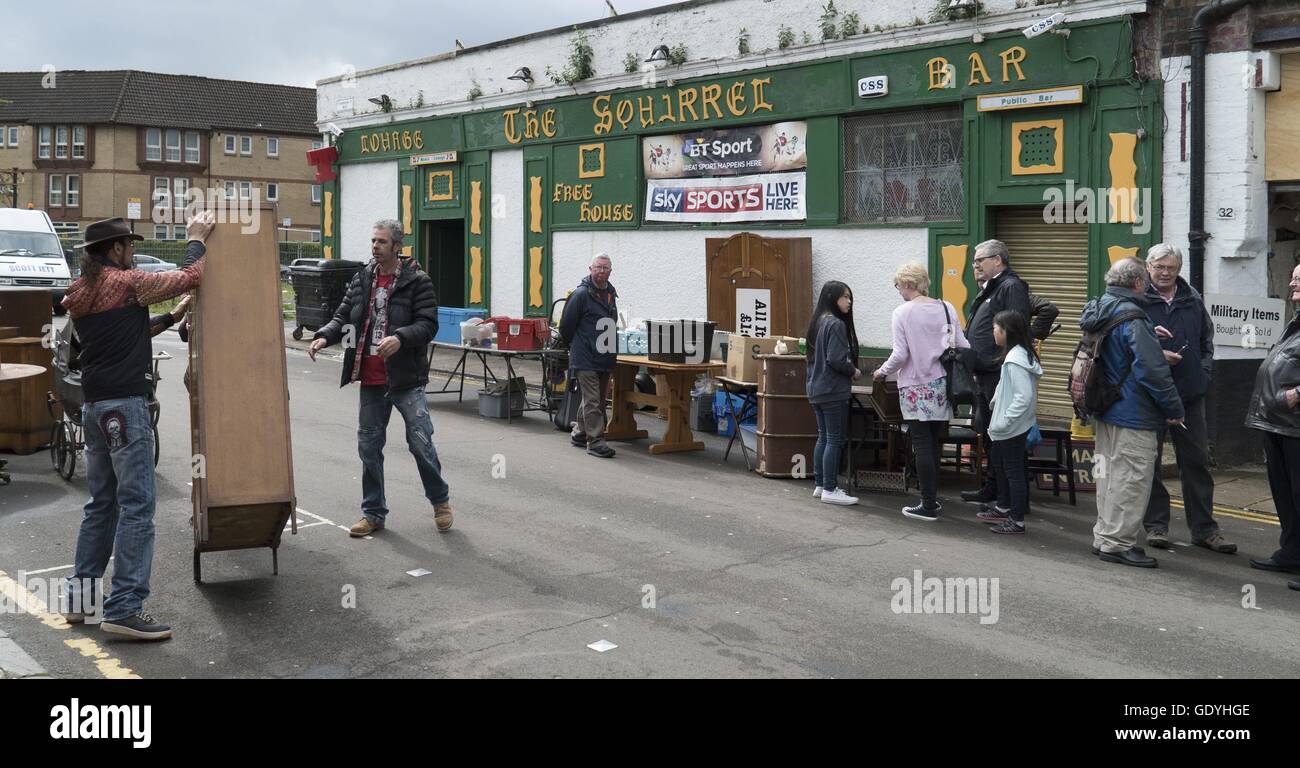 The Squirrel Bar on The Barras Flea Market in Glasgow, 21.5.2016 usage worldwide Stock Photo