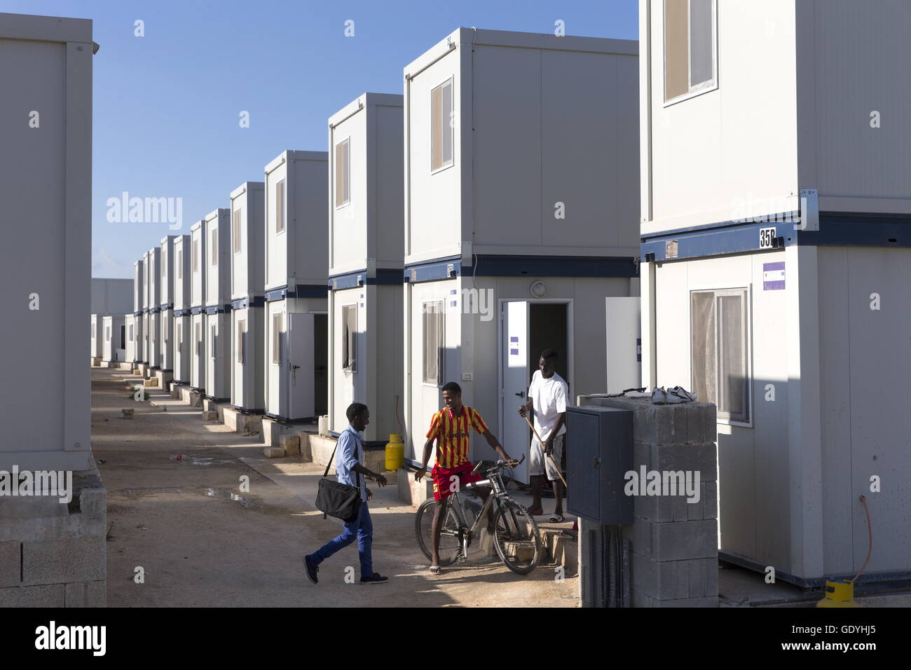 A refugee camp in Hal Far in the South of Malta. The photo was taken in  August 2014. Photo: Tom Schulze | usage worldwide Stock Photo - Alamy