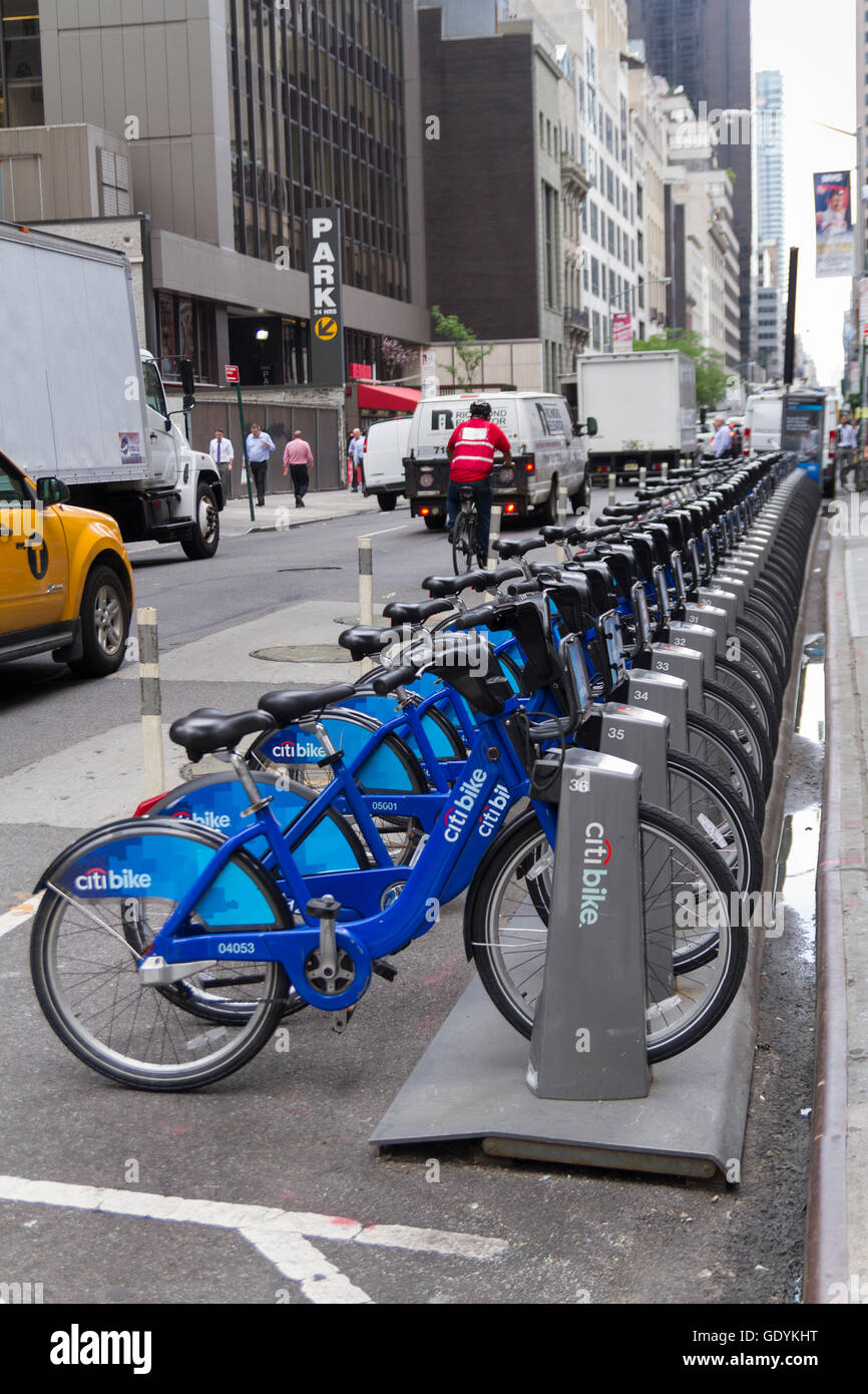 Citi Bike rental bicycles, New York City Stock Photo