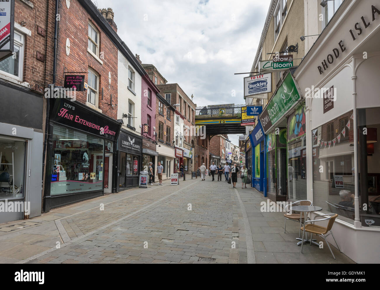 Underbank, a shopping street in the town of Stockport, Greater Manchester, England. Stock Photo
