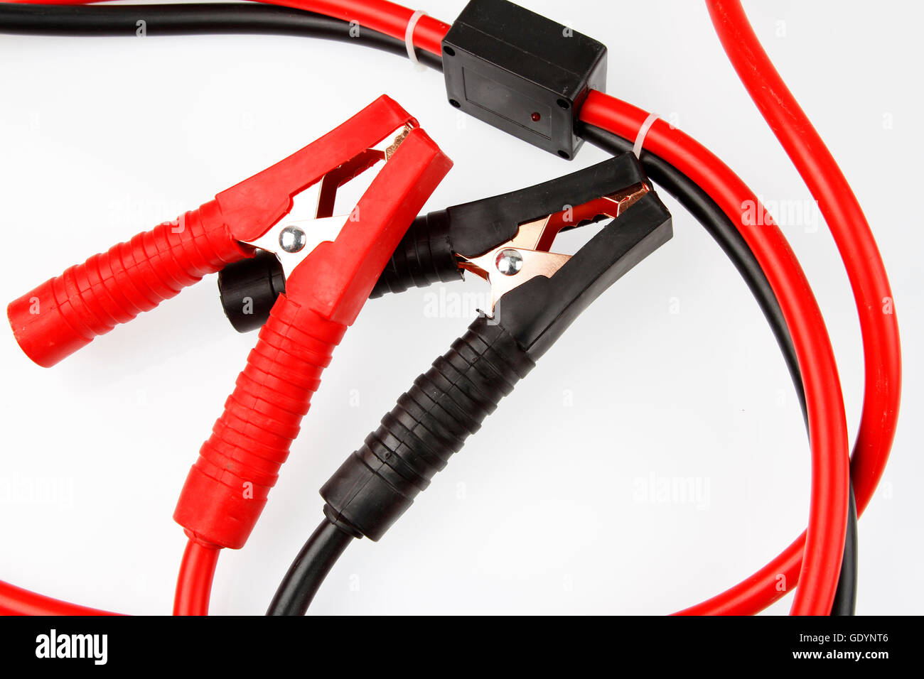 Jumper cables on plain background Stock Photo