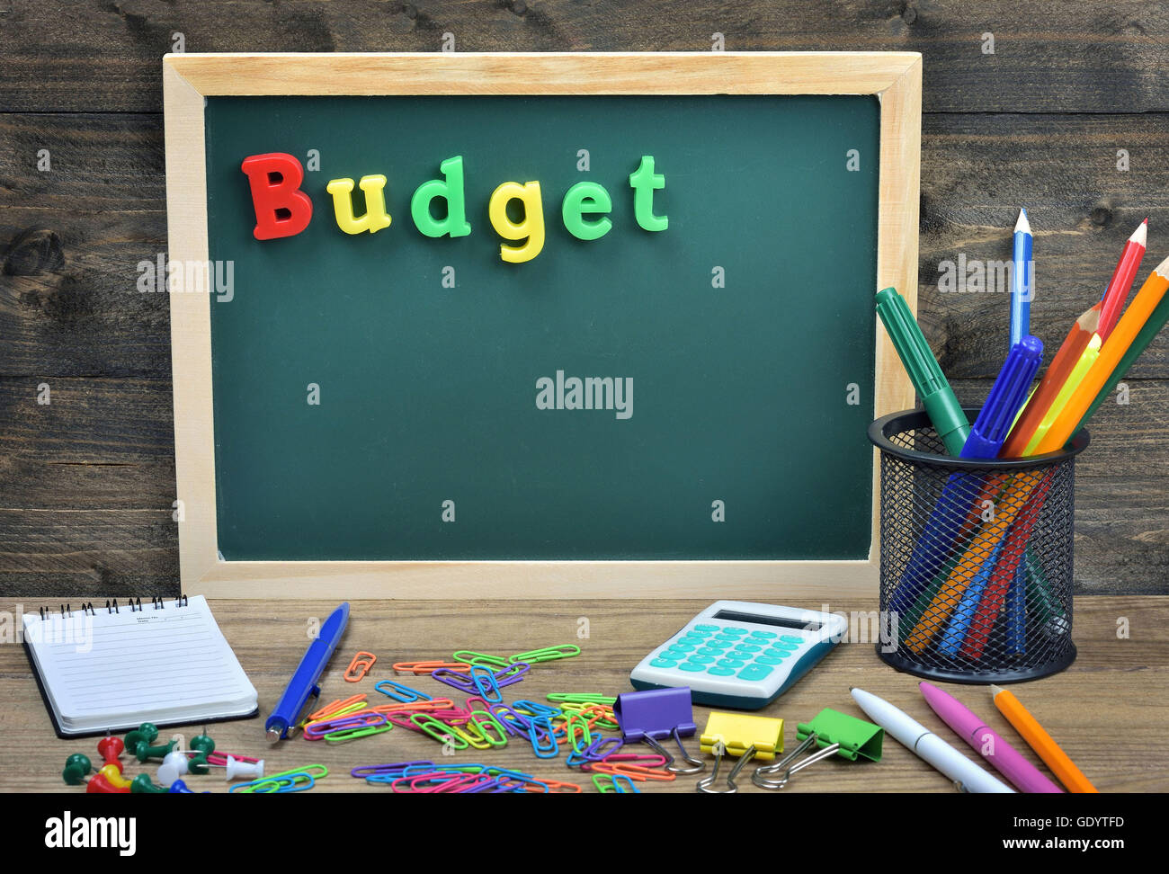 Budget word on school board Stock Photo Alamy