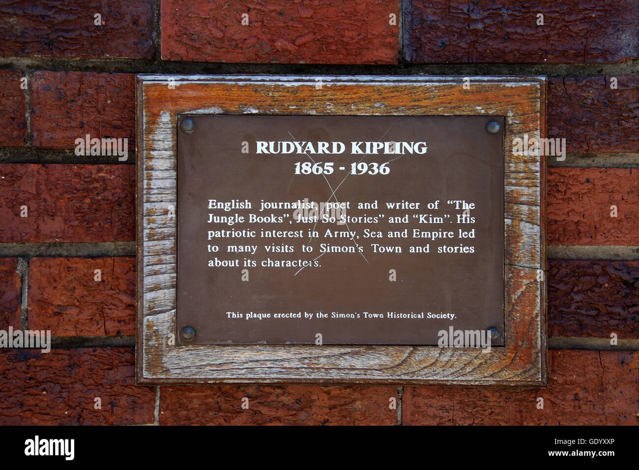 Rudyard Kipling plaque at Simons Town in South Africa Stock Photo - Alamy