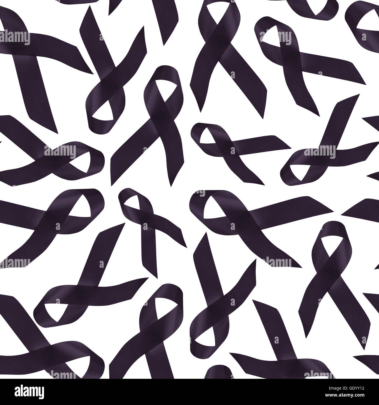 Melanoma cancer awareness background, seamless pattern made of black ribbons for support. Stock Photo
