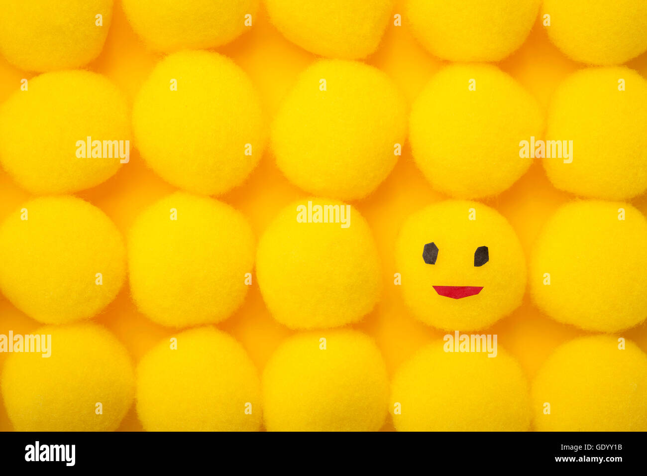 Lots of yellow lumps including one with emotion Stock Photo