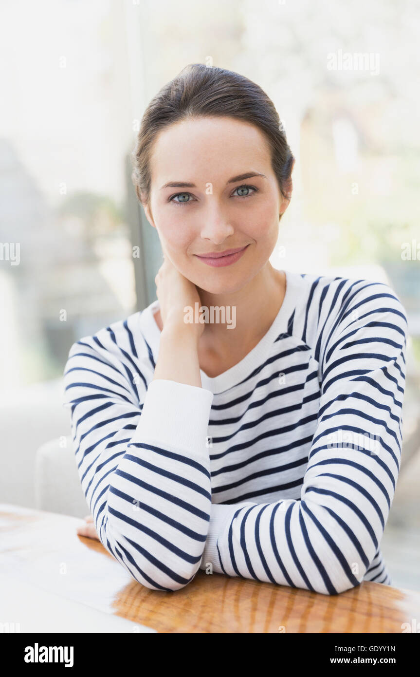 Woman in striped shirt hi-res stock photography and images - Alamy