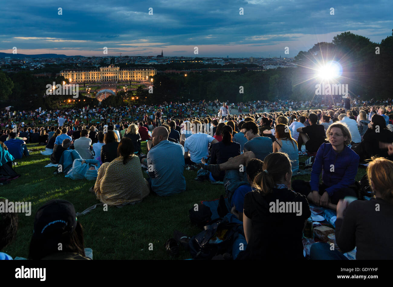 Wien, Vienna: Summer Night Concert of the Vienna Philharmonic in the park of Schönbrunn Palace, Austria, Wien, 13. Stock Photo