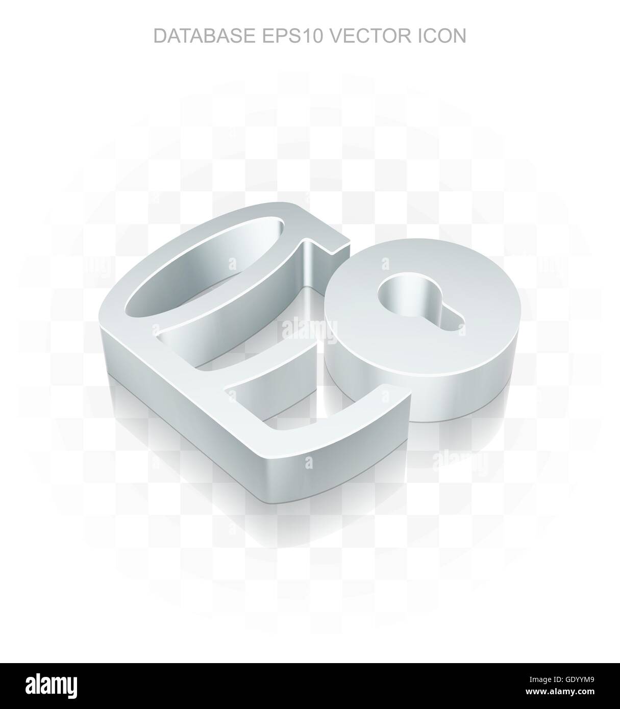 Software icon: Flat metallic 3d Database With Lock, transparent shadow ...