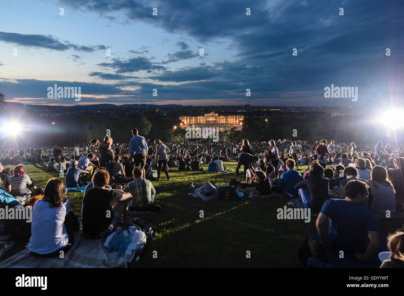 Wien, Vienna: Summer Night Concert of the Vienna Philharmonic in the park of Schönbrunn Palace, Austria, Wien, 13. Stock Photo
