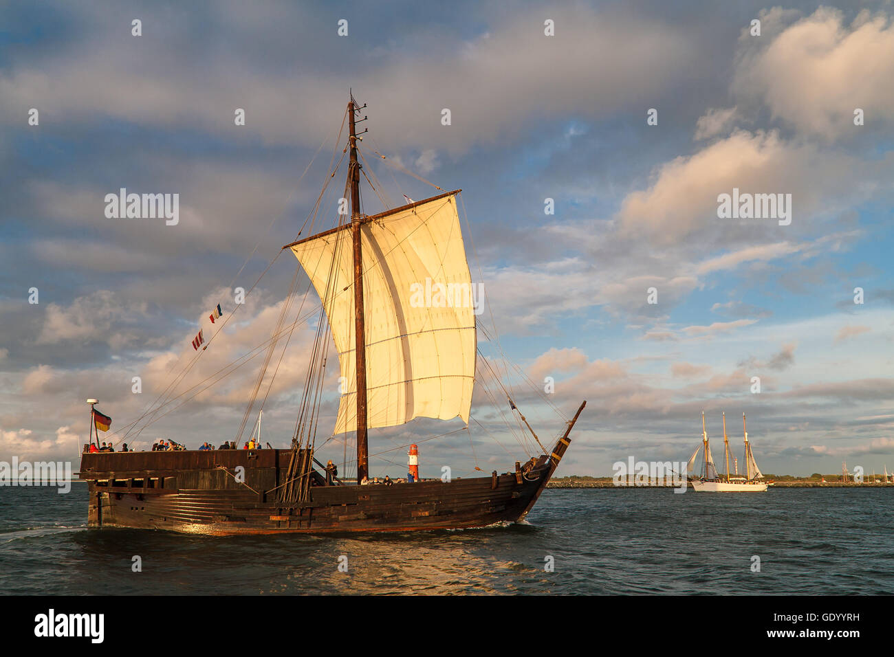 Sailing ships on the Baltic Sea in Rostock (Germany) Stock Photo