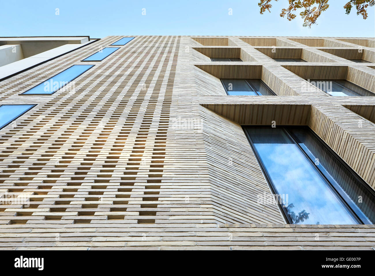 Brick facade with window chamfer. Turnmill Building, London, United