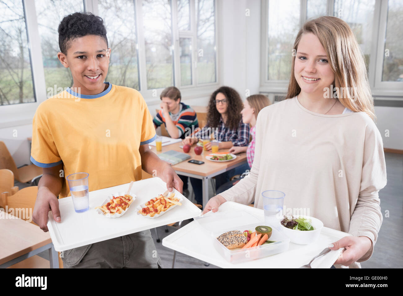 University students having lunch in canteen, Bavaria, Germany Stock