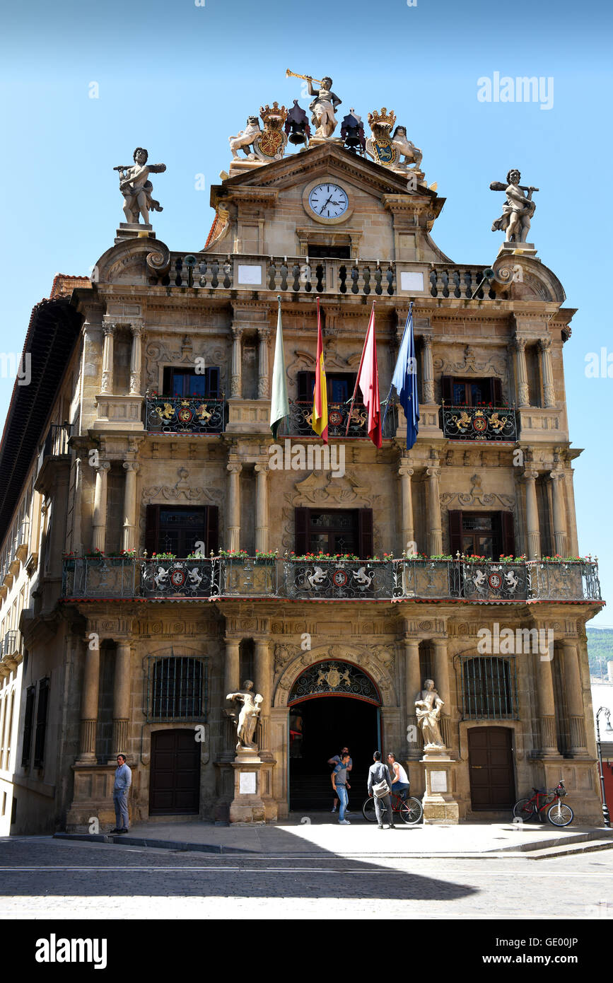 Pamplona City Hall in Plaza Consistorial Navarre, Spain Stock Photo - Alamy
