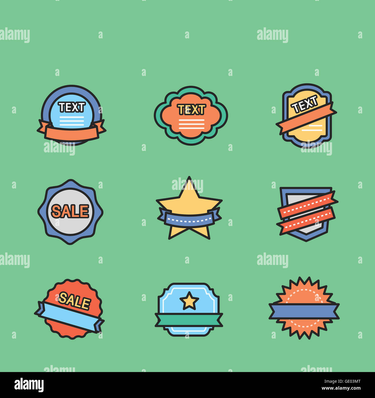Various icons related to labels Stock Photo - Alamy