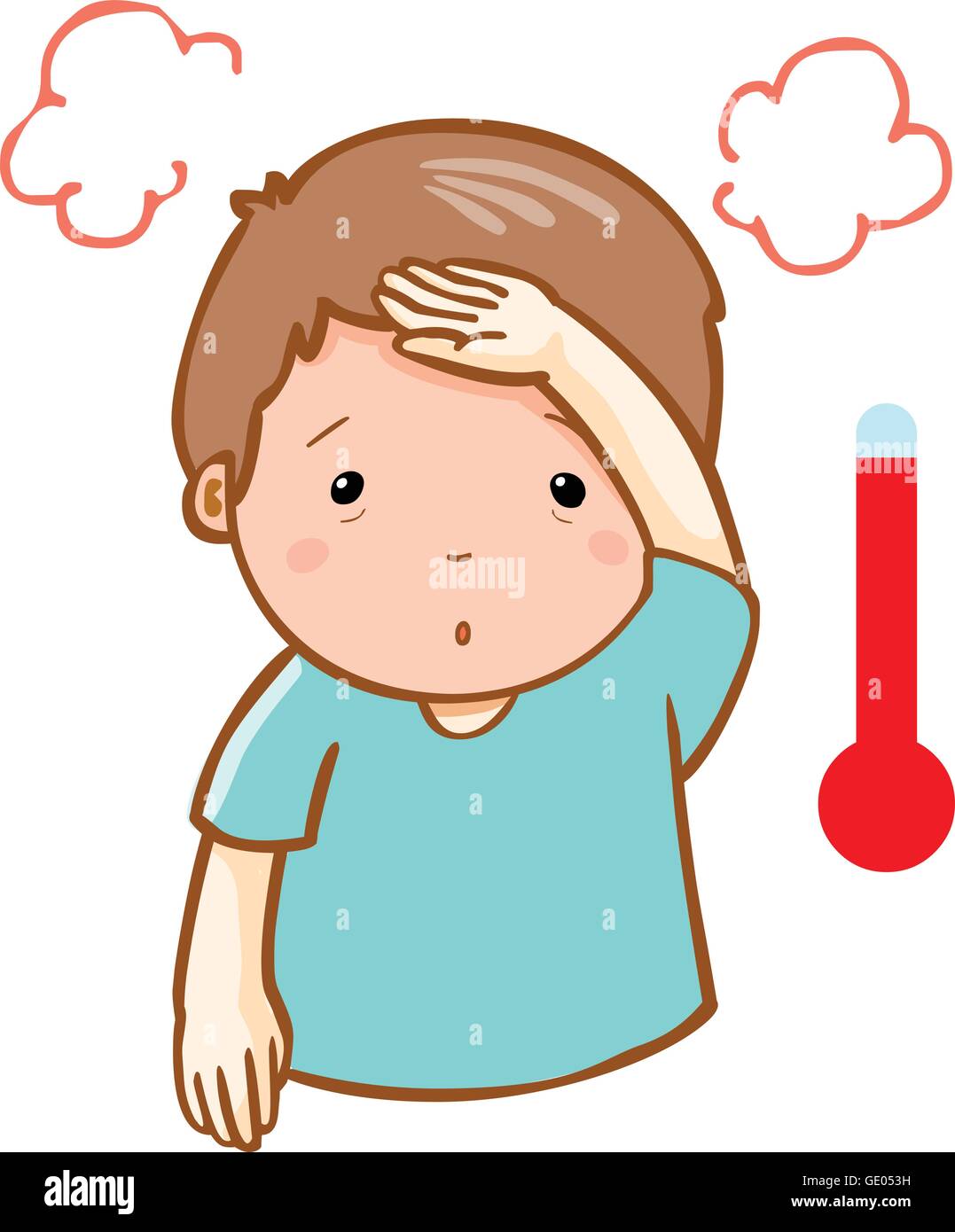 man got high temperature cause flu disease vector Stock Vector Image