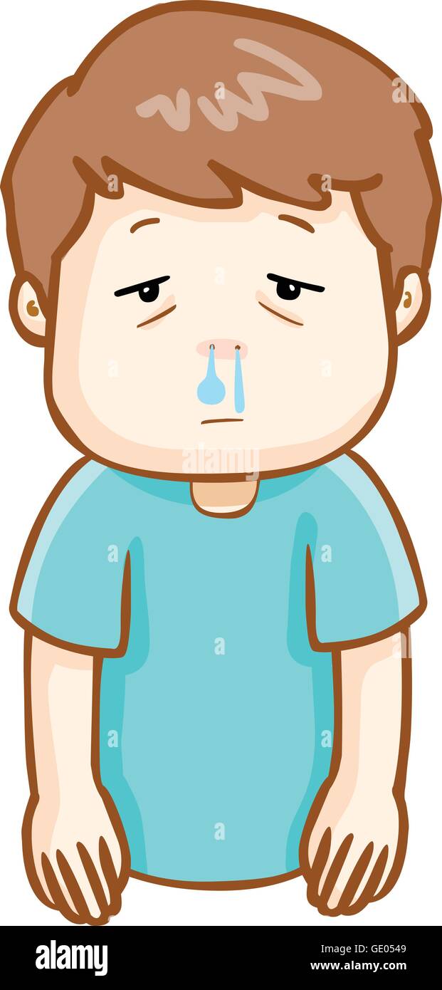 ill man runny nose because flu disease vector Stock Vector Image & Art