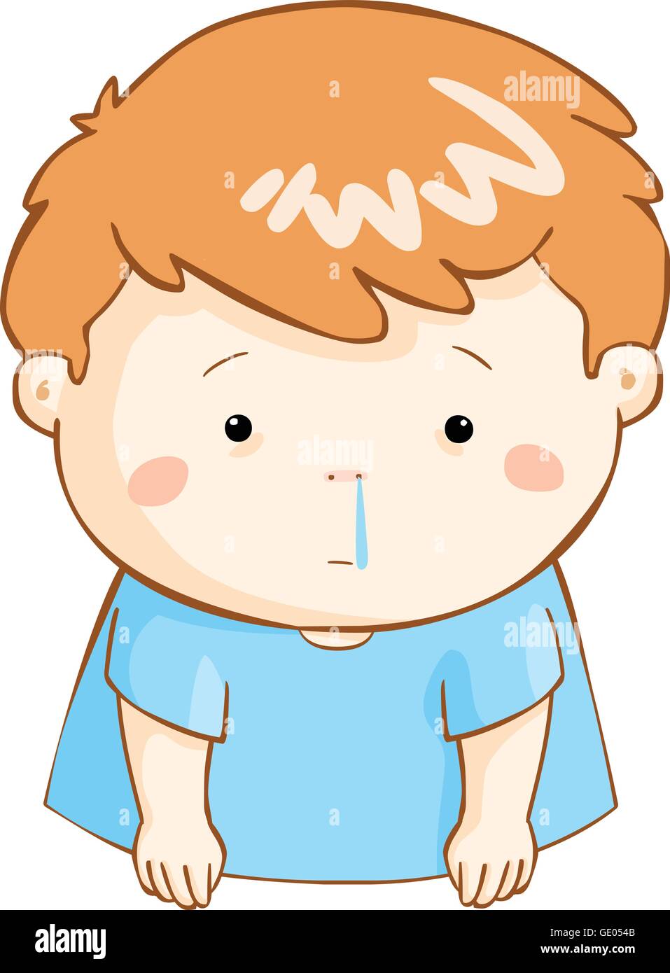 ill boy runny nose because flu disease vector Stock Vector Image & Art