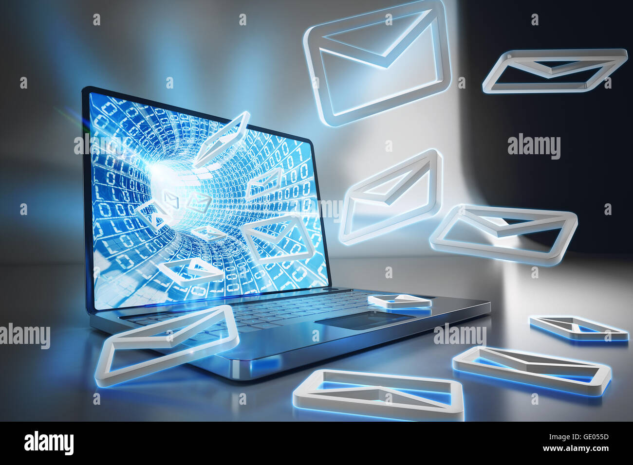 3D Rendering notification spam e-mail Stock Photo