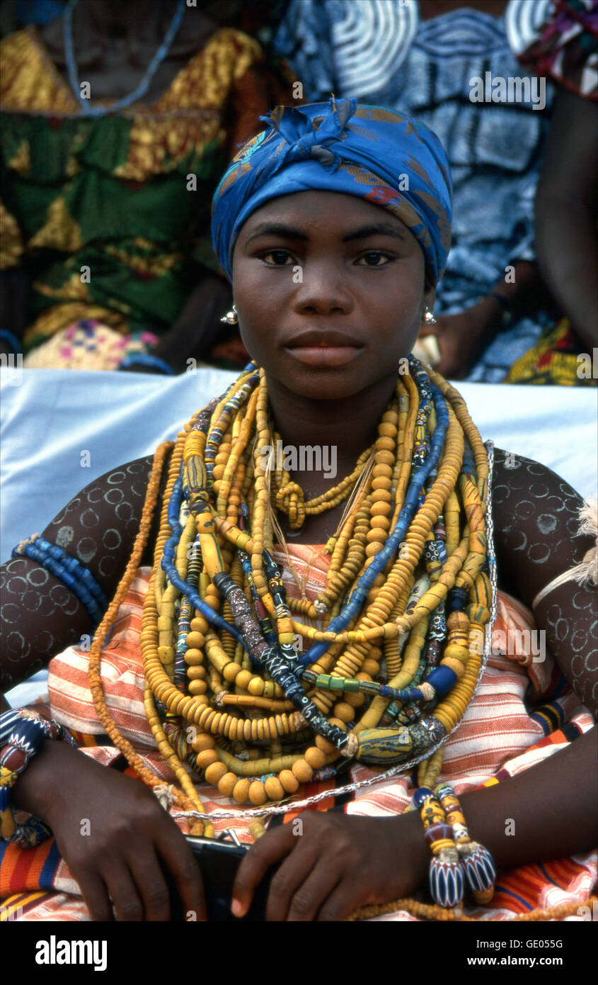 The Dipo Ceremony is held in the Krobo area of the Eastern Region in Ghana, West Africa. Young girls prove their chastity Stock Photo