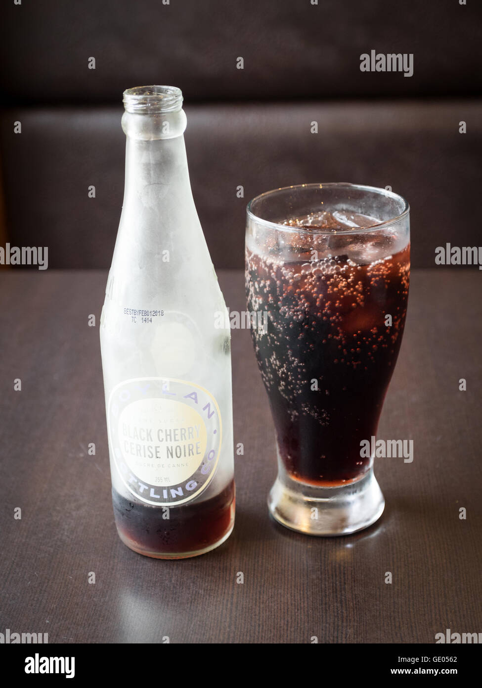 Black Cherry Soda, manufactured by Boylan Bottling Company Stock Photo