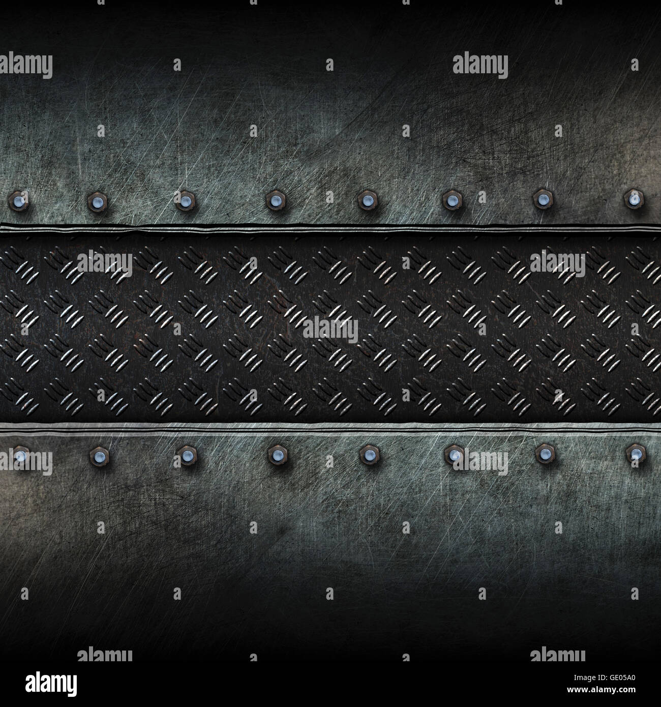 grunge metal and diamond plate. 3d illustration. background and texture. Stock Photo