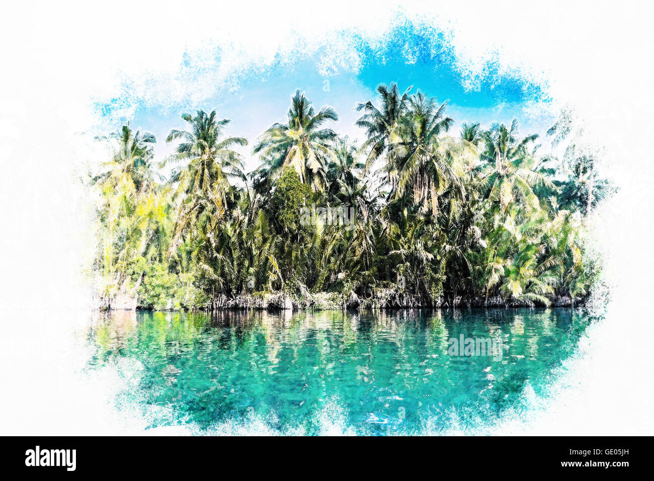 Palm trees on sea shore at beautiful sunny day Stock Photo - Alamy