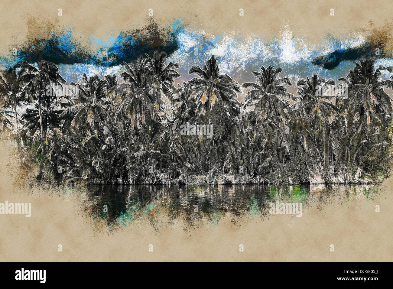 Palm trees on sea shore at beautiful sunny day Stock Photo - Alamy