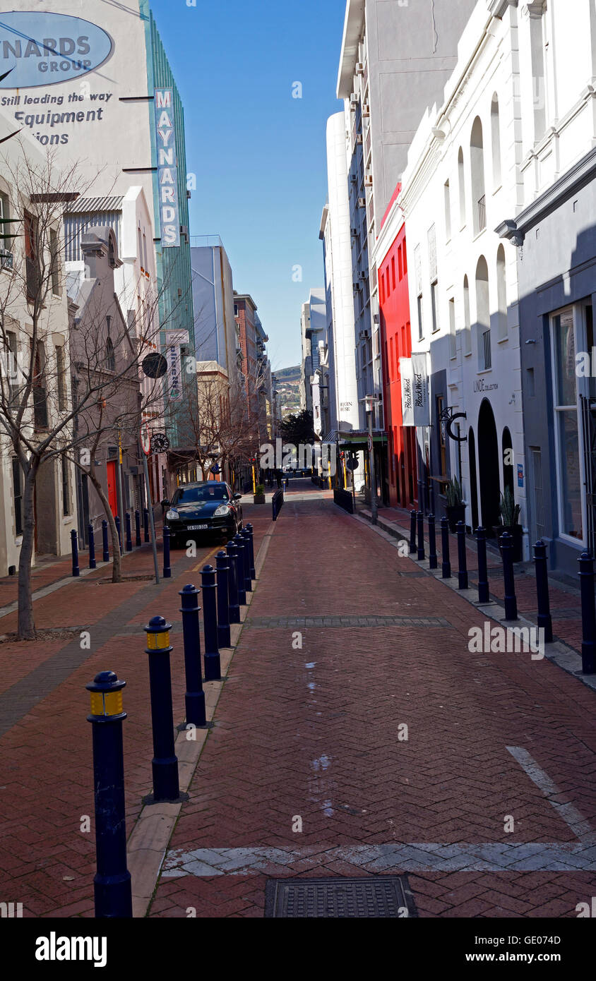 Shortmarket Street between Bree Street and Loop Street in Cape Town city center, South Africa. Stock Photo