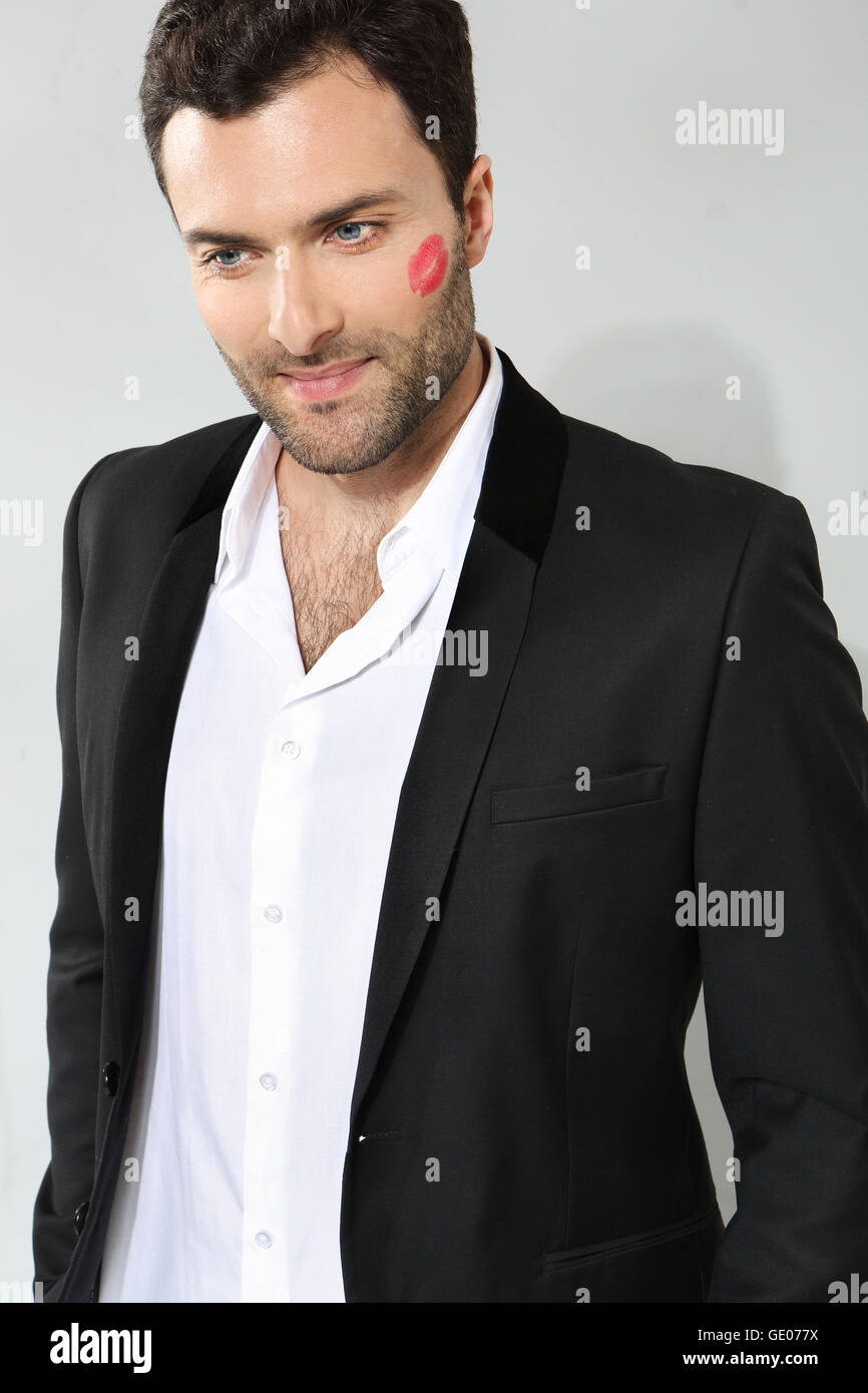 Lipstick kiss on the cheek hires stock photography and images Alamy