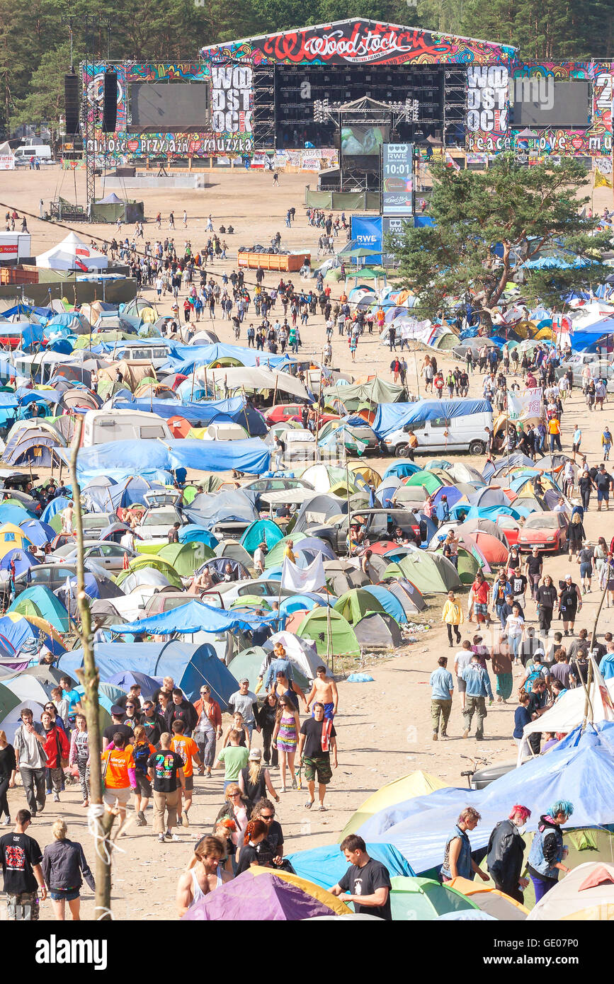 General view of main stage and tents on the 21th Woodstock Festival Poland. Stock Photo